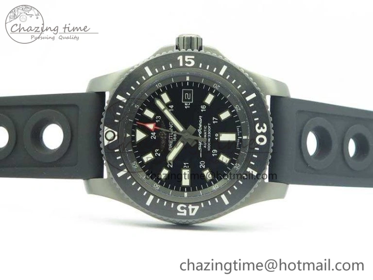 SuperOcean M17393 DLC GF 1:1 Best Edition Black Dial On Rubber Strap A2824