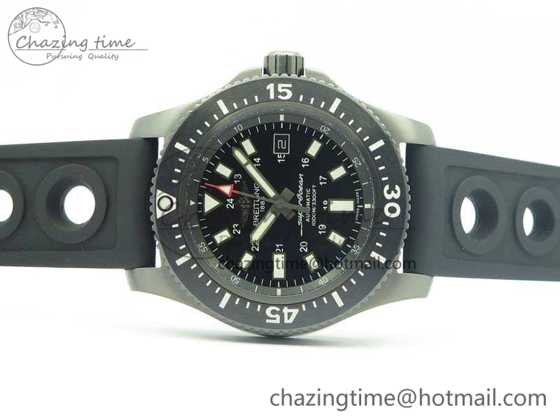 SuperOcean M17393 DLC GF 1:1 Best Edition Black Dial On Rubber Strap A2824