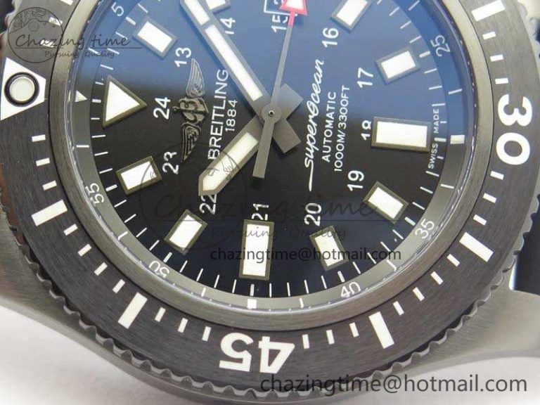 SuperOcean M17393 DLC GF 1:1 Best Edition Black Dial On Rubber Strap A2824