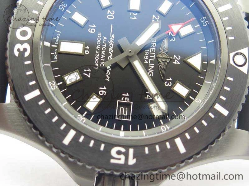 SuperOcean M17393 DLC GF 1:1 Best Edition Black Dial On Rubber Strap A2824