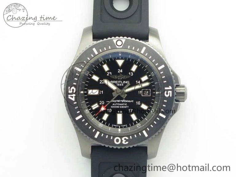 SuperOcean M17393 DLC GF 1:1 Best Edition Black Dial On Rubber Strap A2824