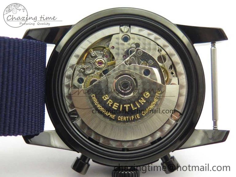 SuperOcean OuterNown 44mm Black Ceramic Bezel Blue Dial on Blue Nylon Strap A7750