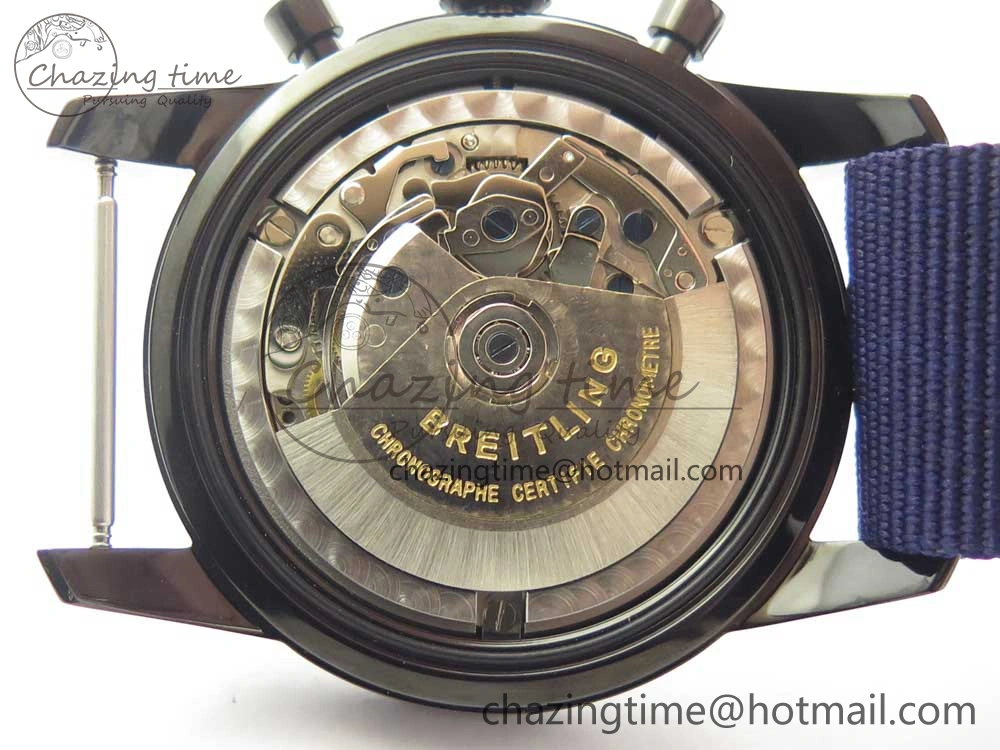 SuperOcean OuterNown 44mm Black Ceramic Bezel Blue Dial on Blue Nylon Strap A7750