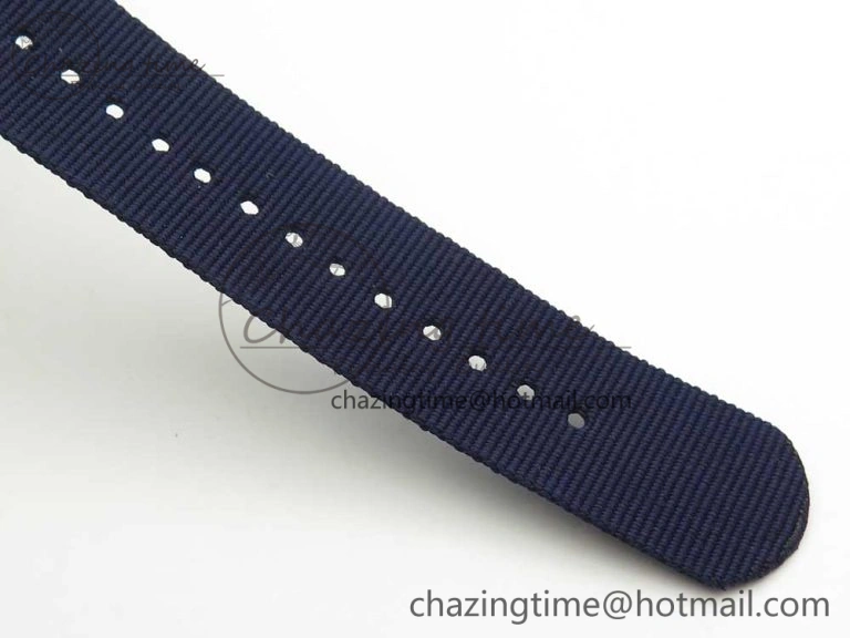 SuperOcean OuterNown 44mm Black Ceramic Bezel Blue Dial on Blue Nylon Strap A7750