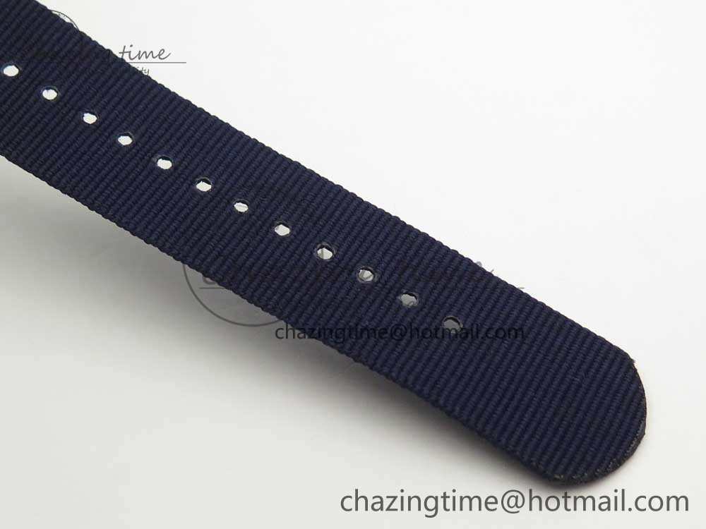 SuperOcean OuterNown 44mm Black Ceramic Bezel Blue Dial on Blue Nylon Strap A7750