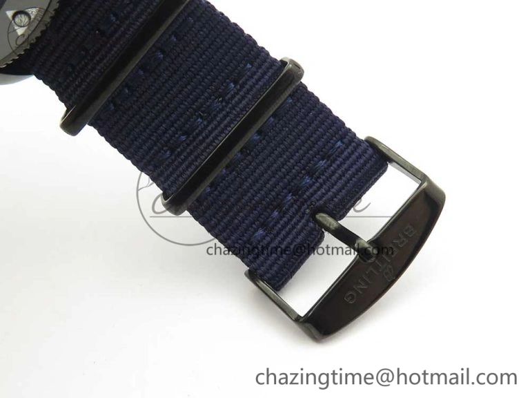 SuperOcean OuterNown 44mm Black Ceramic Bezel Blue Dial on Blue Nylon Strap A7750