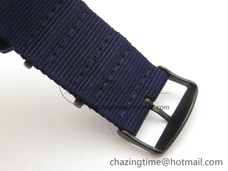 SuperOcean OuterNown 44mm Black Ceramic Bezel Blue Dial on Blue Nylon Strap A7750