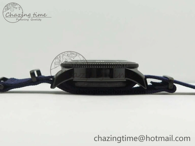 SuperOcean OuterNown 44mm Black Ceramic Bezel Blue Dial on Blue Nylon Strap A7750