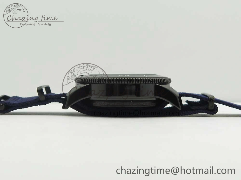SuperOcean OuterNown 44mm Black Ceramic Bezel Blue Dial on Blue Nylon Strap A7750