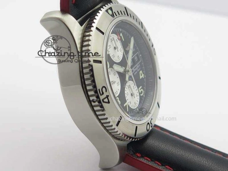 SuperOcean SteelFish SS Black Dial On Black Leather Strap A7750