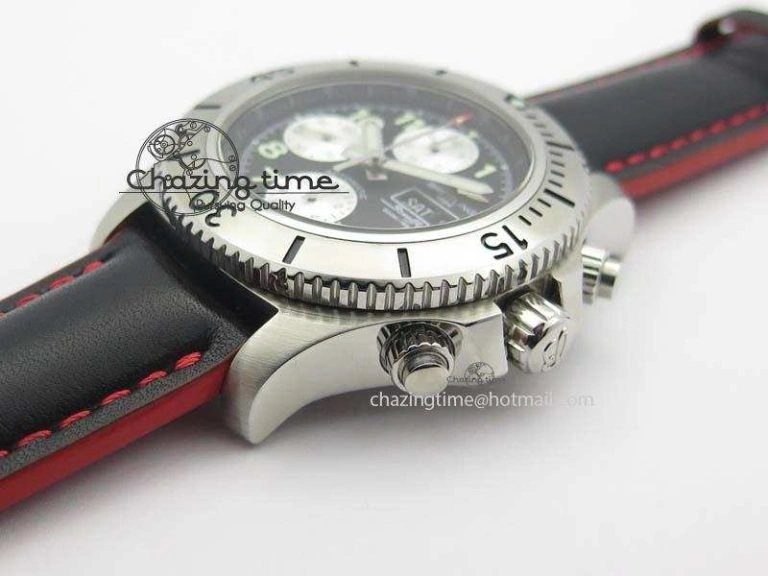SuperOcean SteelFish SS Black Dial On Black Leather Strap A7750