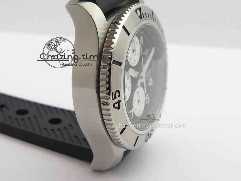 SuperOcean SteelFish SS Black Dial On Black Rubber Strap A7750