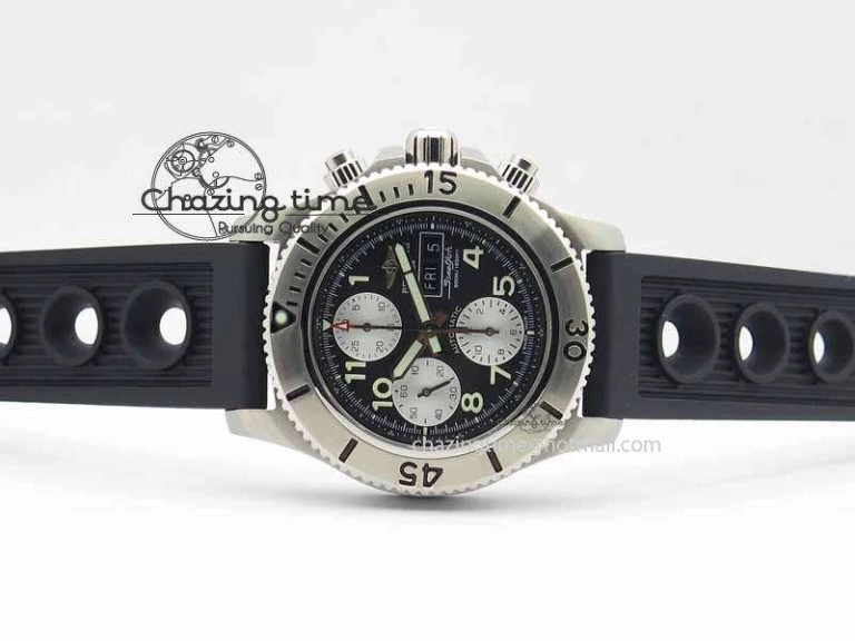 SuperOcean SteelFish SS Black Dial On Black Rubber Strap A7750