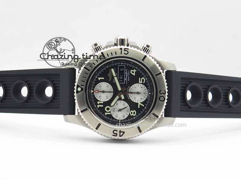 SuperOcean SteelFish SS Black Dial On Black Rubber Strap A7750