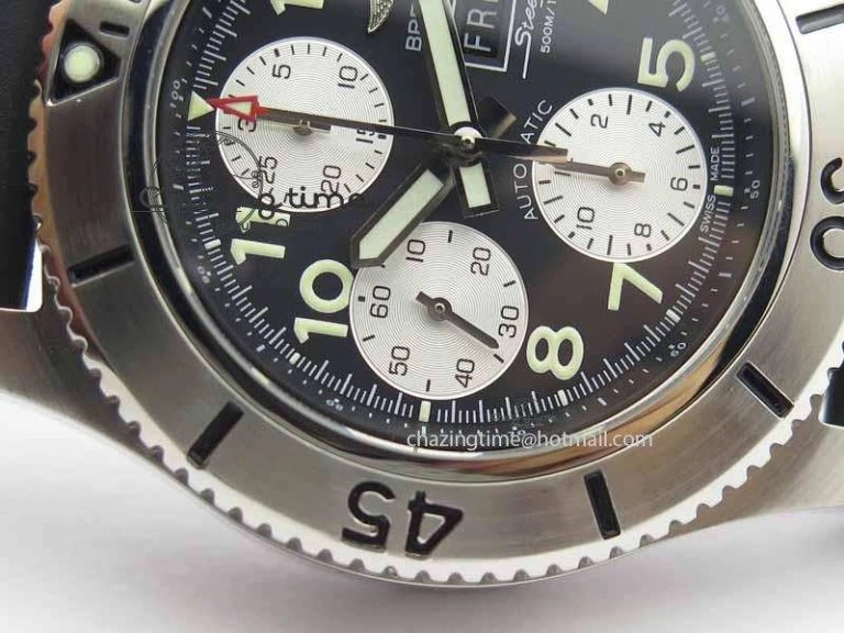 SuperOcean SteelFish SS Black Dial On Black Rubber Strap A7750