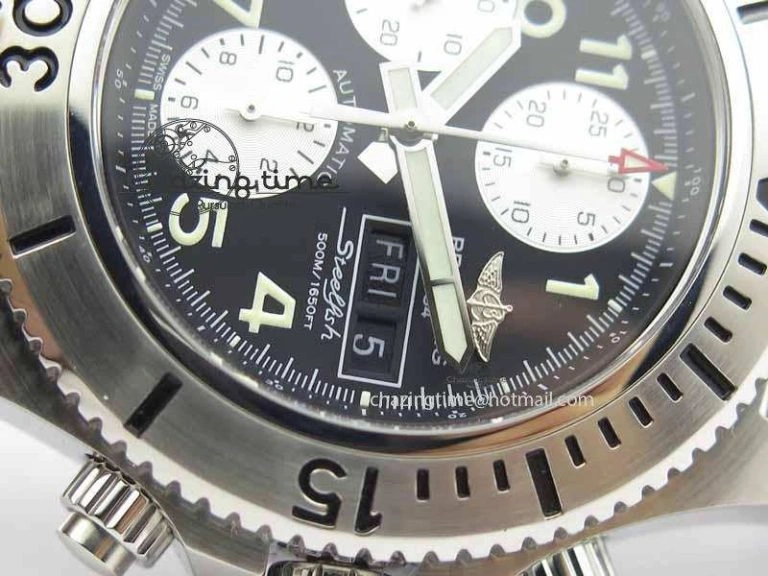 SuperOcean SteelFish SS Black Dial On Black Rubber Strap A7750