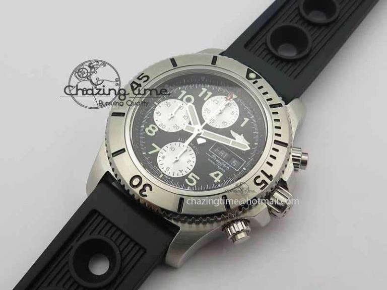 SuperOcean SteelFish SS Black Dial On Black Rubber Strap A7750