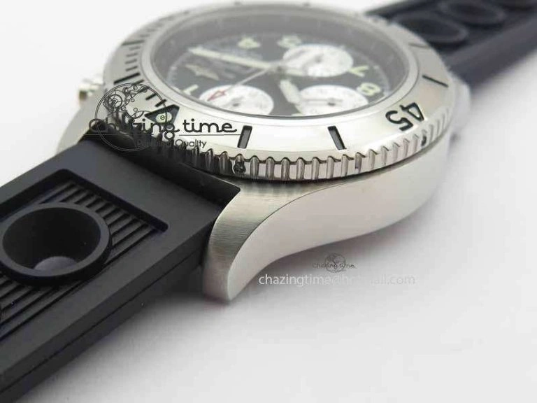 SuperOcean SteelFish SS Black Dial On Black Rubber Strap A7750
