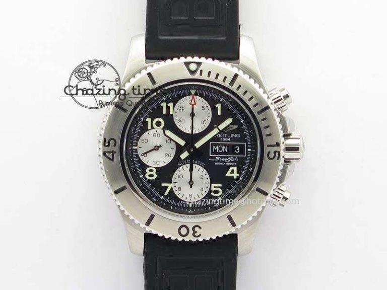 SuperOcean SteelFish SS Black Dial On Rubber Strap A7750