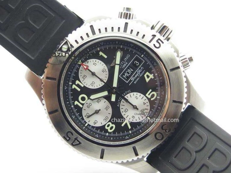 SuperOcean SteelFish SS Black Dial On Rubber Strap A7750