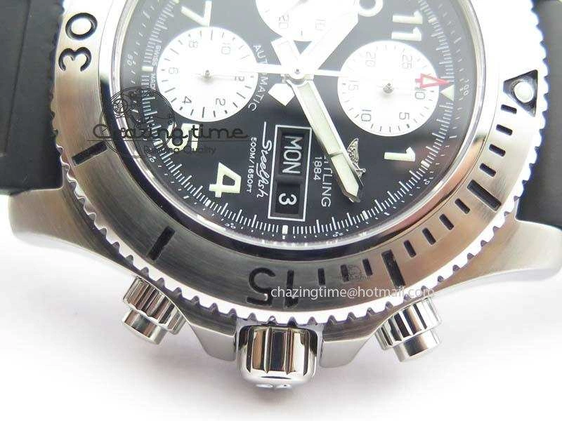 SuperOcean SteelFish SS Black Dial On Rubber Strap A7750