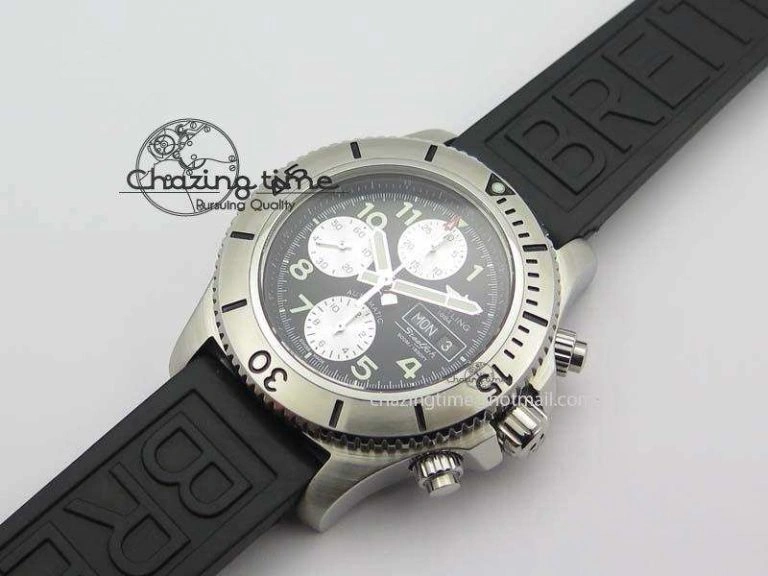 SuperOcean SteelFish SS Black Dial On Rubber Strap A7750