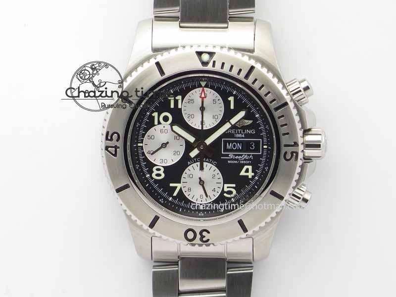 SuperOcean SteelFish SS Black Dial On SS Bracelet A7750