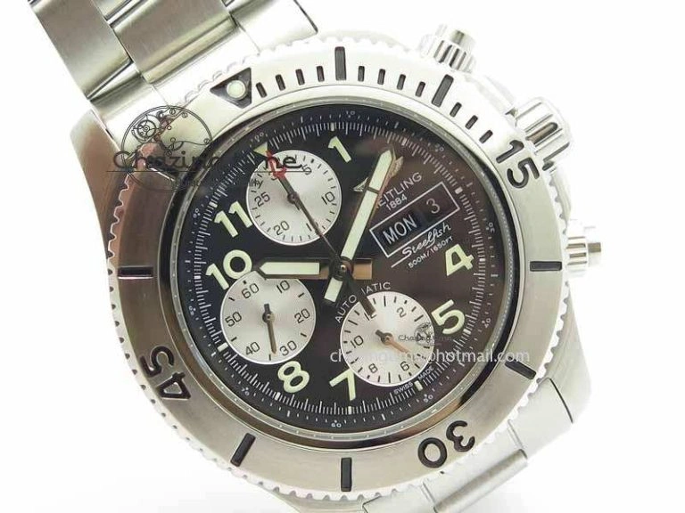 SuperOcean SteelFish SS Black Dial On SS Bracelet A7750