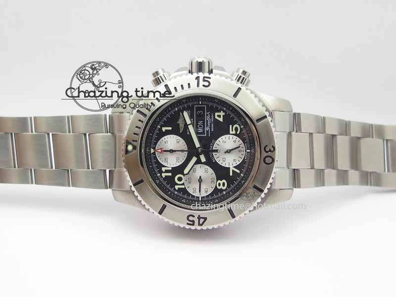 SuperOcean SteelFish SS Black Dial On SS Bracelet A7750