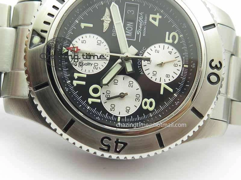 SuperOcean SteelFish SS Black Dial On SS Bracelet A7750