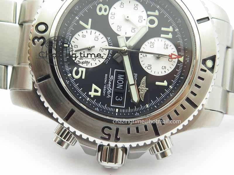 SuperOcean SteelFish SS Black Dial On SS Bracelet A7750