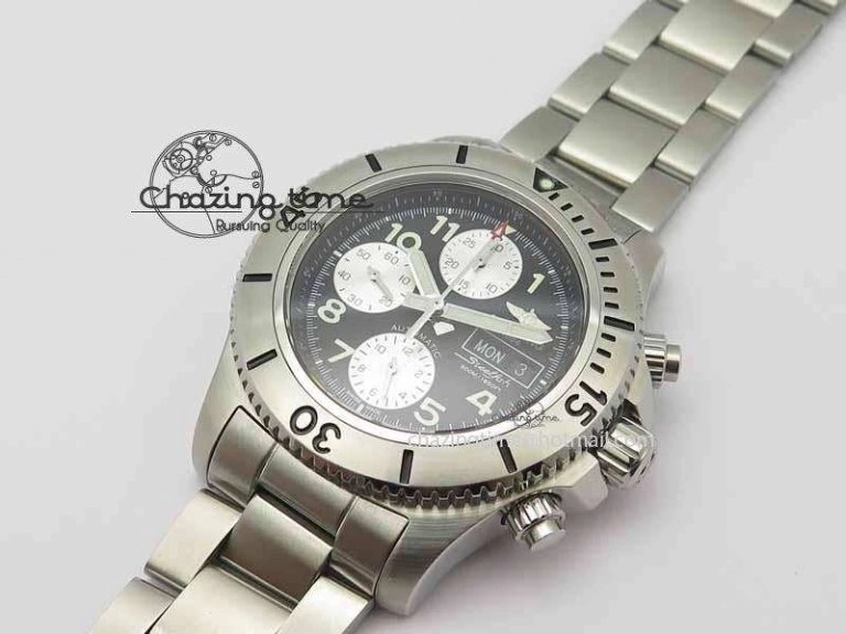 SuperOcean SteelFish SS Black Dial On SS Bracelet A7750
