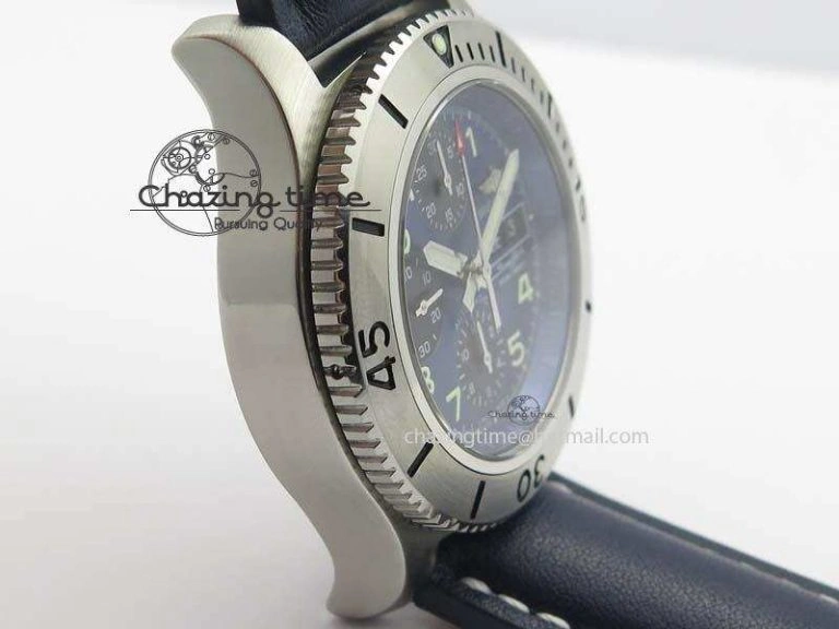 SuperOcean SteelFish SS Blue Dial On Blue Leather Strap A7750