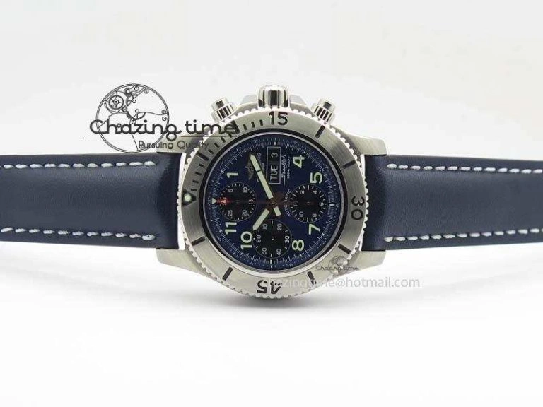 SuperOcean SteelFish SS Blue Dial On Blue Leather Strap A7750