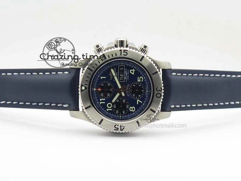 SuperOcean SteelFish SS Blue Dial On Blue Leather Strap A7750