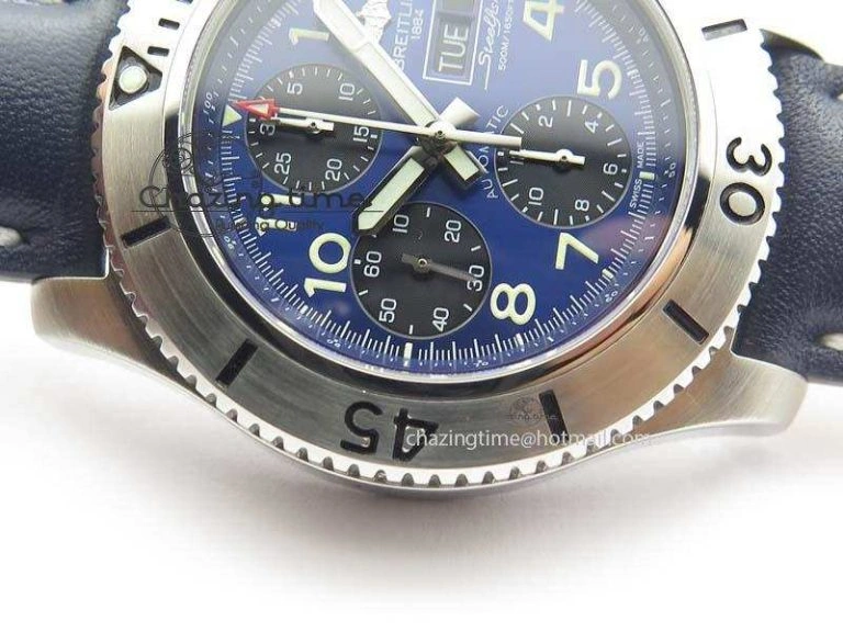 SuperOcean SteelFish SS Blue Dial On Blue Leather Strap A7750