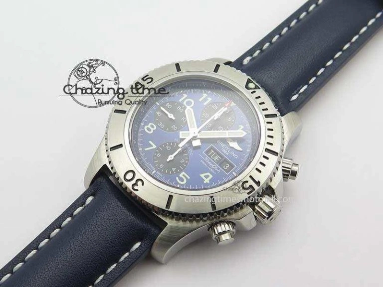 SuperOcean SteelFish SS Blue Dial On Blue Leather Strap A7750