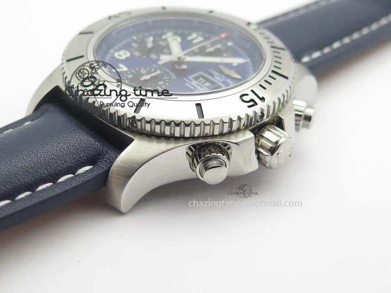 SuperOcean SteelFish SS Blue Dial On Blue Leather Strap A7750