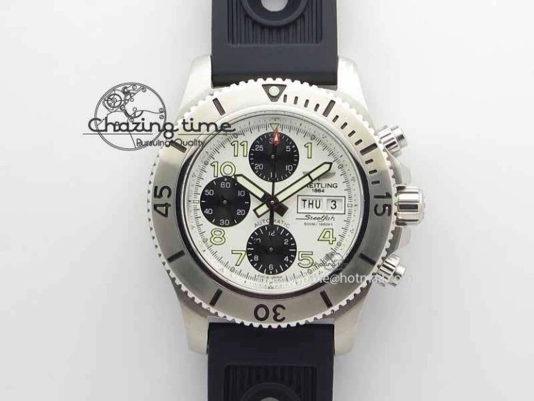 SuperOcean SteelFish SS White Dial On Black Rubber Strap A7750
