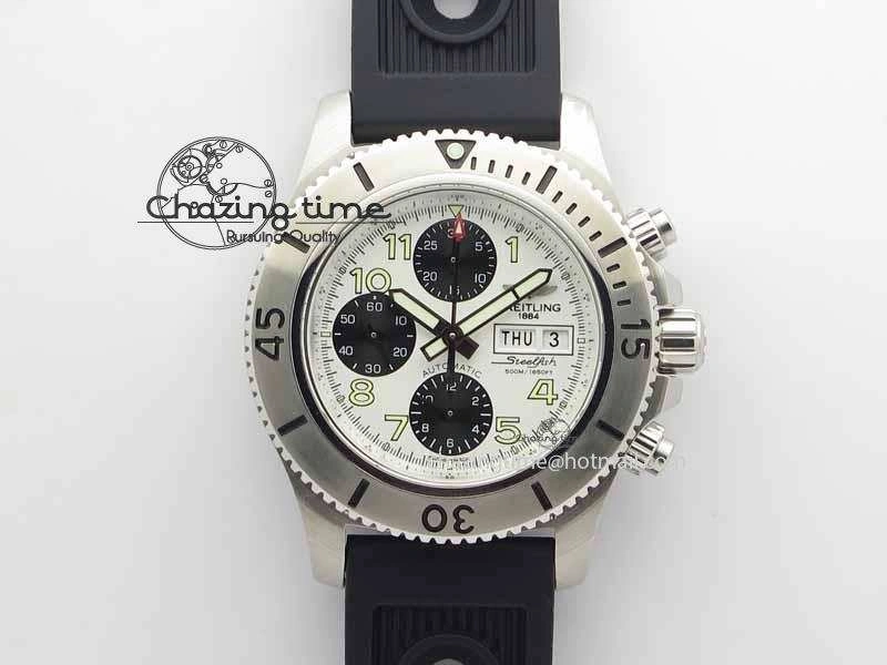SuperOcean SteelFish SS White Dial On Black Rubber Strap A7750