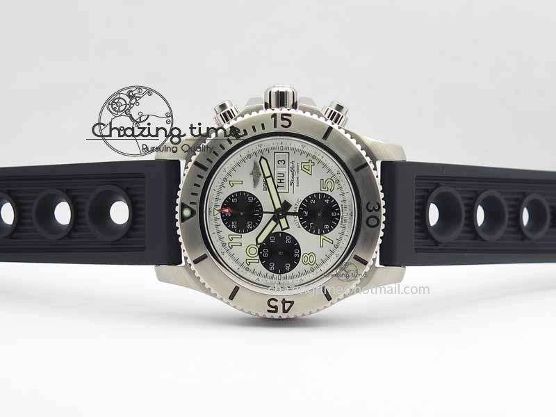 SuperOcean SteelFish SS White Dial On Black Rubber Strap A7750