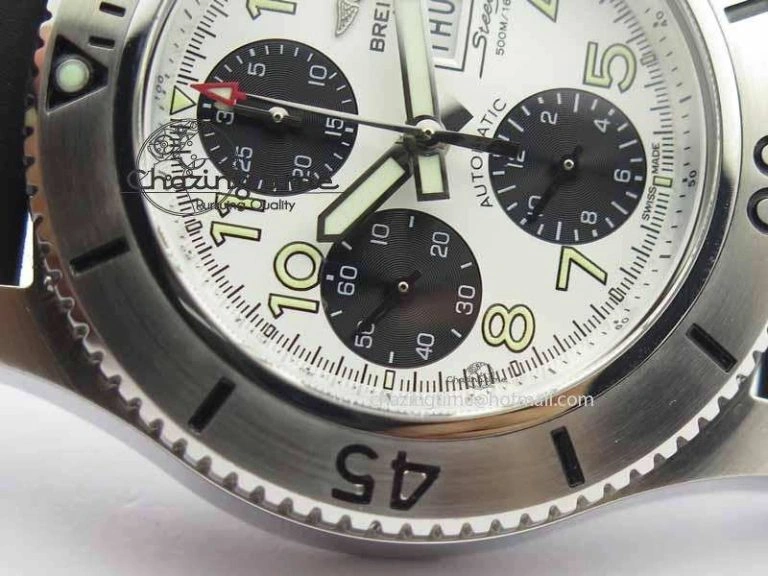 SuperOcean SteelFish SS White Dial On Black Rubber Strap A7750