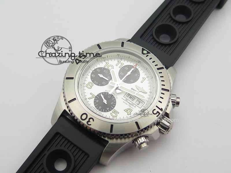SuperOcean SteelFish SS White Dial On Black Rubber Strap A7750