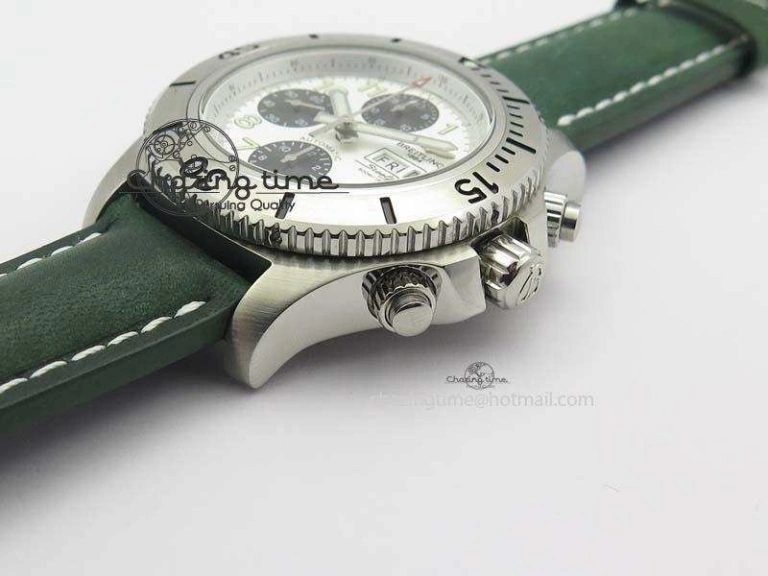 SuperOcean SteelFish SS White Dial On Green Leather Strap A7750