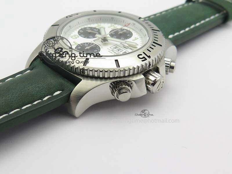 SuperOcean SteelFish SS White Dial On Green Leather Strap A7750