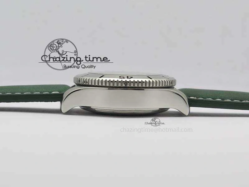 SuperOcean SteelFish SS White Dial On Green Leather Strap A7750
