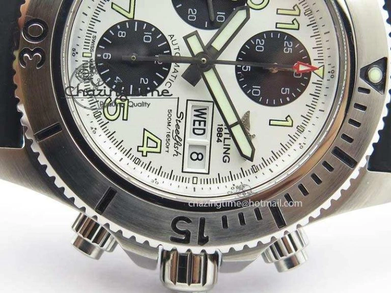 SuperOcean SteelFish SS White Dial On Rubber Strap A7750