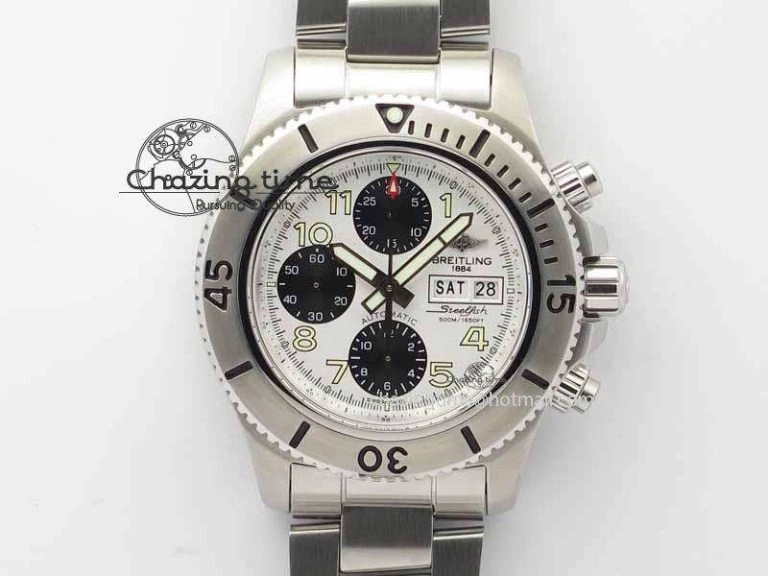 SuperOcean SteelFish SS White Dial On SS Bracelet A7750