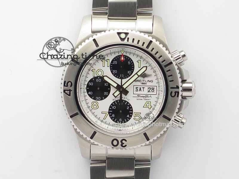 SuperOcean SteelFish SS White Dial On SS Bracelet A7750