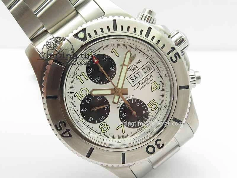 SuperOcean SteelFish SS White Dial On SS Bracelet A7750